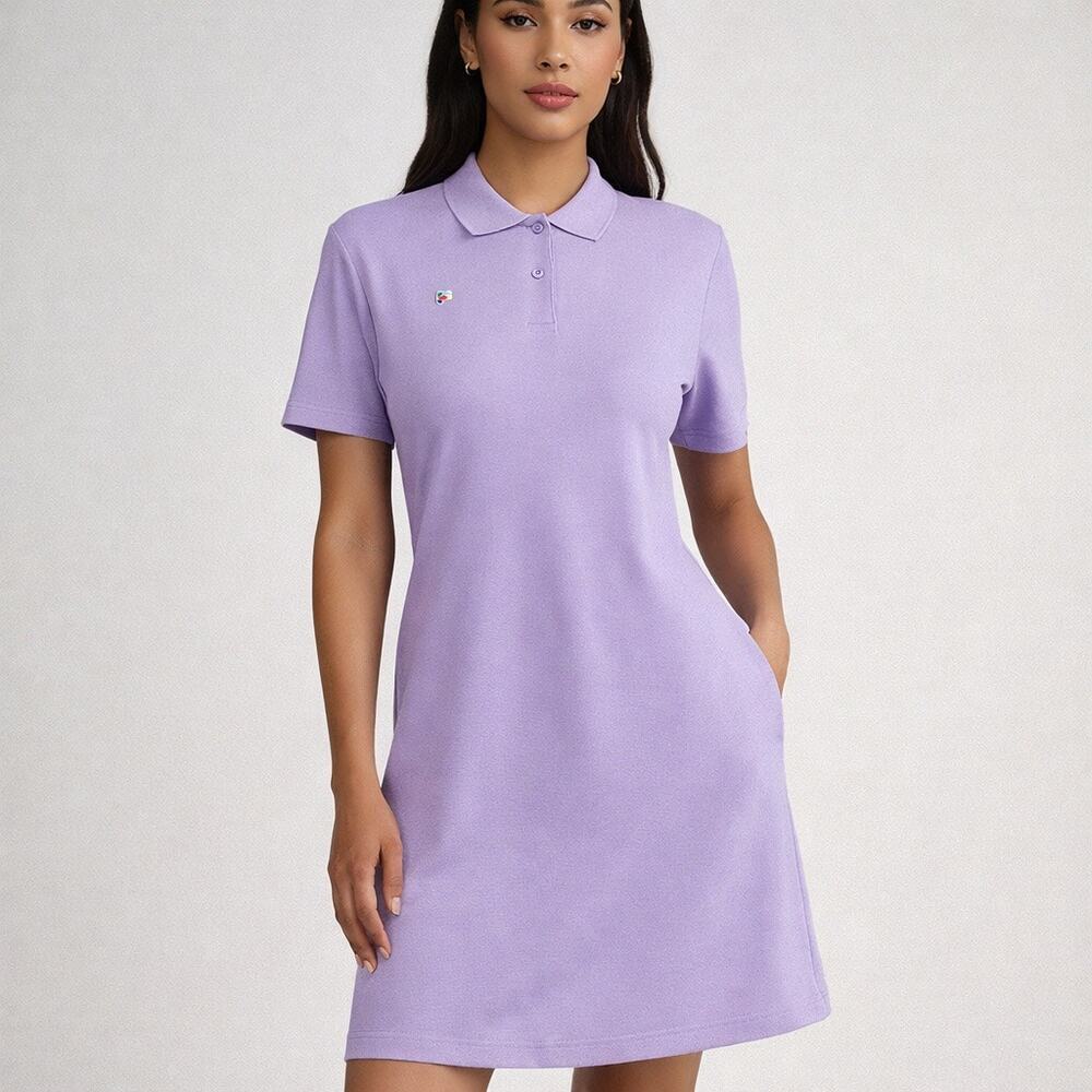 PANGAIA Organic Cotton Polo Dress Lavender A Line Large NWT Sustainable